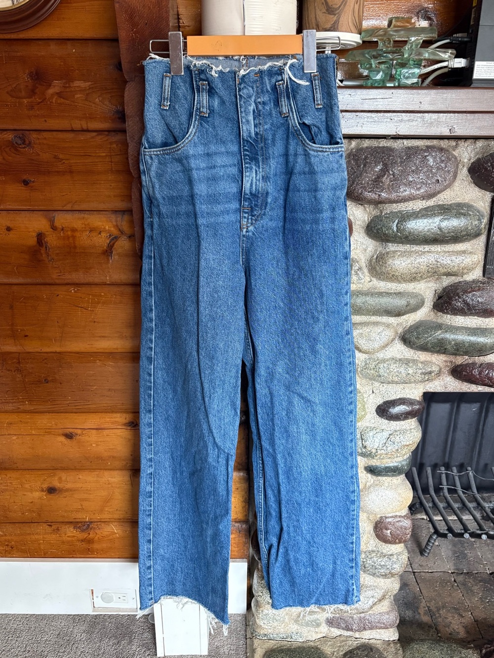 stradivarius Blue High-Waist Wide Leg Jeans